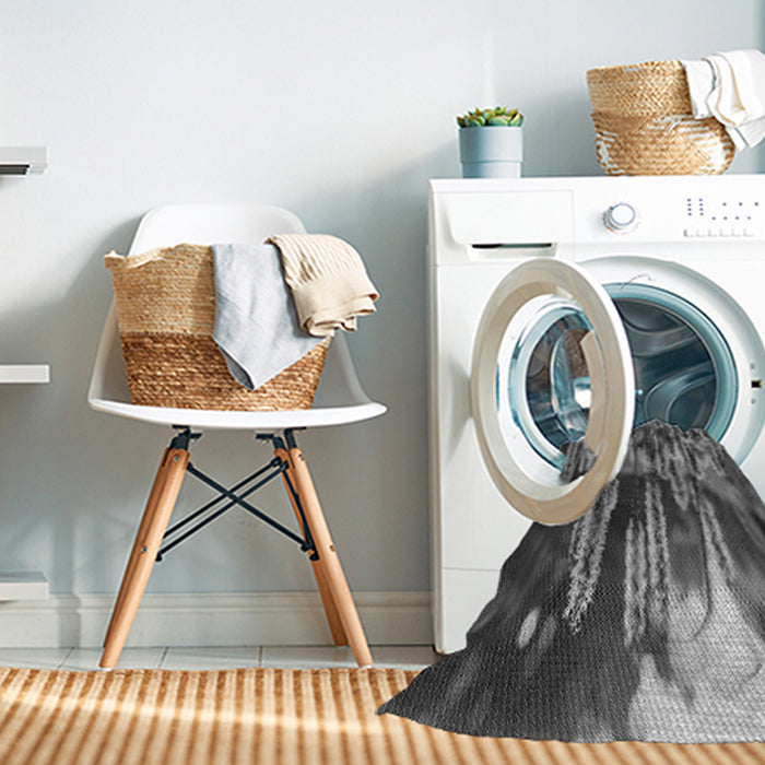 Machine Washable Transitional Black Rug in a Washing Machine, wshpat1305gry