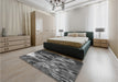 Patterned Black Rug in a Bedroom, pat1305gry