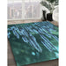 Machine Washable Transitional Medium Teal Green Rug in a Family Room, wshpat1305lblu