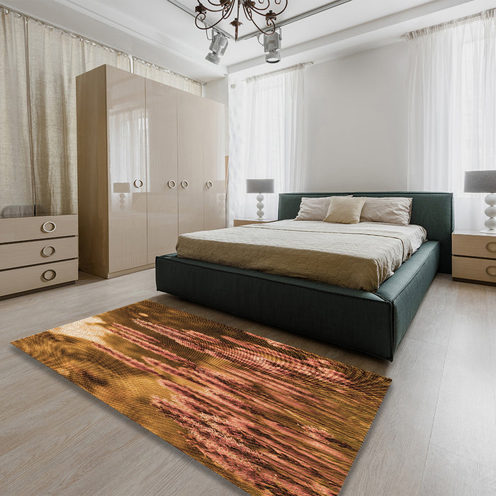 Patterned Orange Rug in a Bedroom, pat1305org