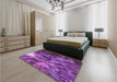 Patterned Dark Magenta Purple Rug in a Bedroom, pat1305pur