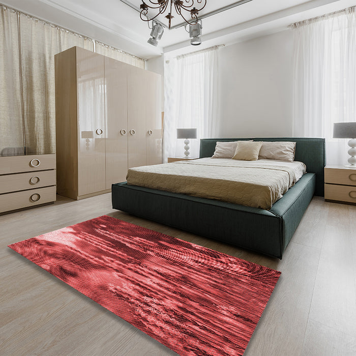 Patterned Red Rug in a Bedroom, pat1305rd