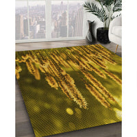 Patterned Dark Bronze Brown Rug, pat1305yw