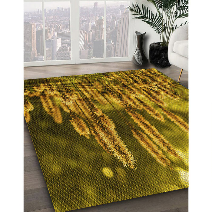 Patterned Dark Bronze Brown Rug in Family Room, pat1305yw
