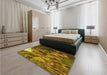 Patterned Dark Bronze Brown Rug in a Bedroom, pat1305yw