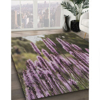 Patterned Burgundy Brown Novelty Rug, pat1305