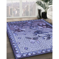 Patterned Purple Mimosa Purple Rug, pat1306blu