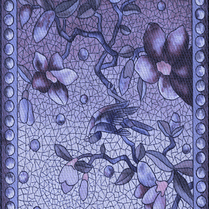 Machine Washable Transitional Purple Mimosa Purple Rug, wshpat1306blu