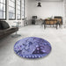 Round Patterned Purple Mimosa Purple Rug in a Office, pat1306blu