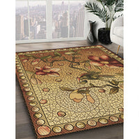 Patterned Saddle Brown Rug, pat1306brn