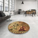 Round Patterned Saddle Brown Rug in a Office, pat1306brn