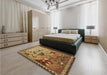 Patterned Saddle Brown Rug in a Bedroom, pat1306brn