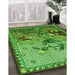 Machine Washable Transitional Green Rug in a Family Room, wshpat1306grn