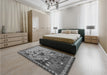 Patterned Dark Gray Rug in a Bedroom, pat1306gry