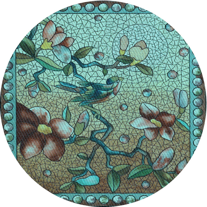 Square Machine Washable Transitional Green Rug in a Living Room, wshpat1306lblu