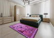 Patterned Dark Magenta Purple Rug in a Bedroom, pat1306pur