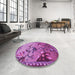 Round Patterned Dark Magenta Purple Rug in a Office, pat1306pur