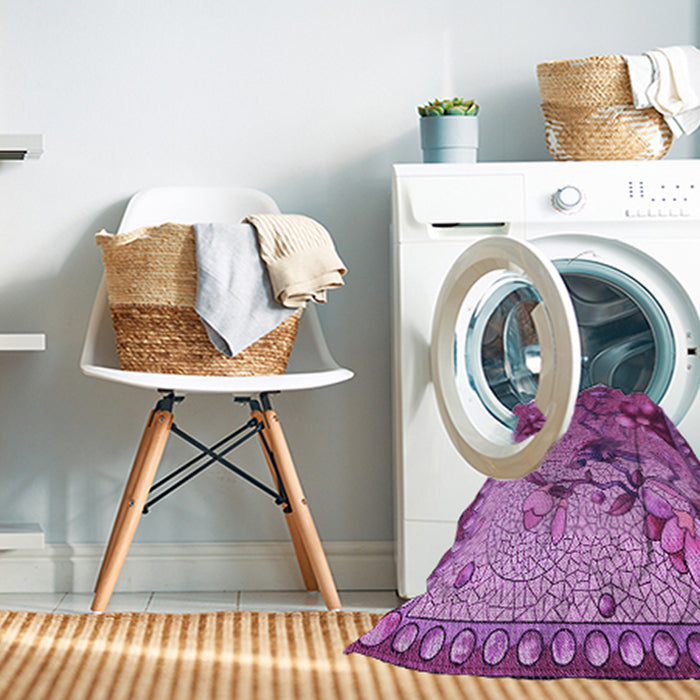Machine Washable Transitional Dark Magenta Purple Rug in a Washing Machine, wshpat1306pur