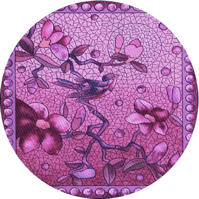 Square Patterned Dark Magenta Purple Rug, pat1306pur