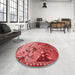 Round Patterned Red Rug in a Office, pat1306rd