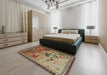 Machine Washable Transitional Brown Green Rug in a Bedroom, wshpat1306