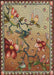 Patterned Brownish Green Novelty Rug, pat1306