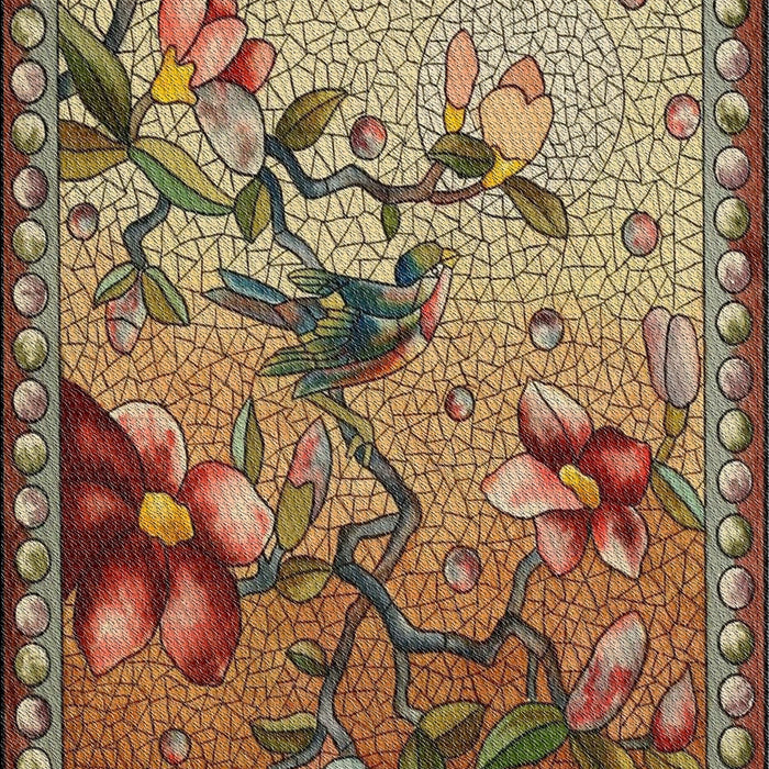 Patterned Brownish Green Novelty Rug, pat1306