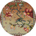 Sideview of Patterned Brownish Green Novelty Rug, pat1306