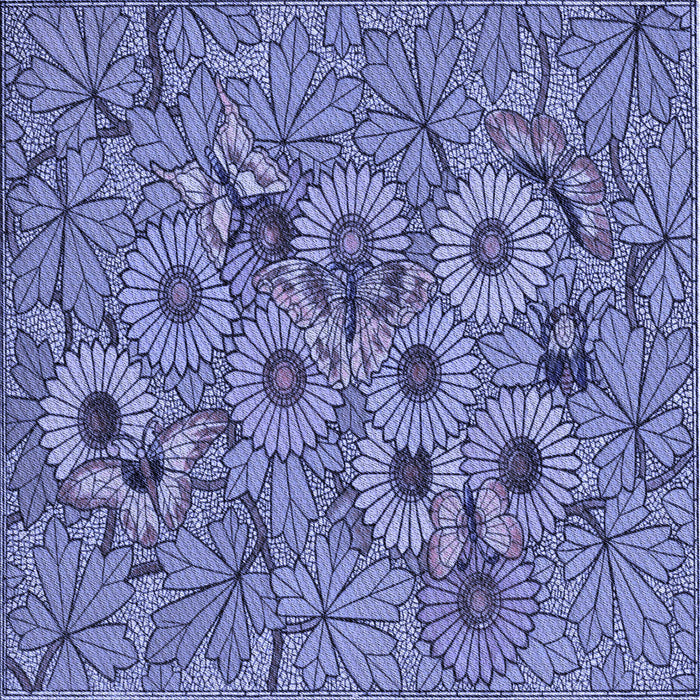 Round Patterned Deep Periwinkle Purple Rug, pat1307blu
