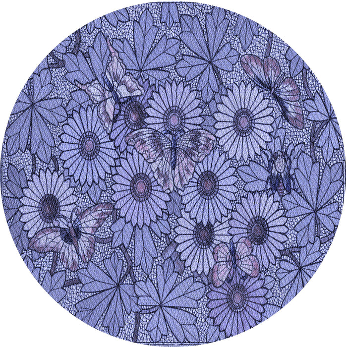 Square Machine Washable Transitional Deep Periwinkle Purple Rug in a Living Room, wshpat1307blu