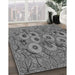 Patterned Black Rug in Family Room, pat1307gry