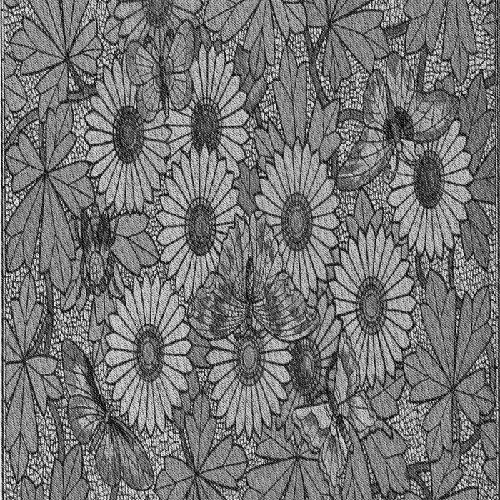 Patterned Black Rug, pat1307gry