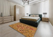 Patterned Mahogany Brown Rug in a Bedroom, pat1307org