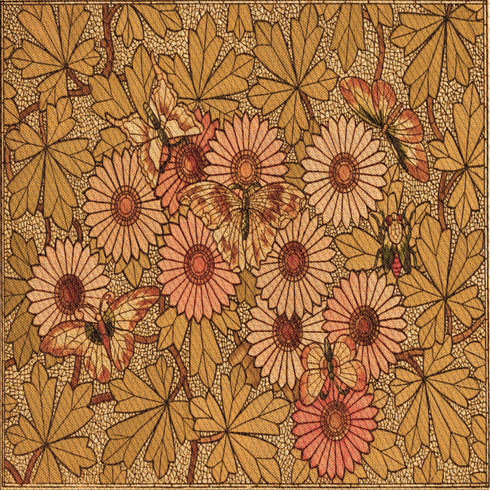 Round Patterned Mahogany Brown Rug, pat1307org