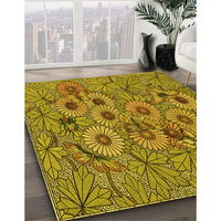 Patterned Dark Bronze Brown Rug, pat1307yw