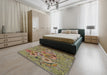 Machine Washable Transitional Brown Green Rug in a Bedroom, wshpat1307