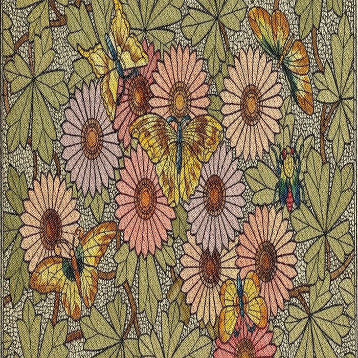 Machine Washable Transitional Brown Green Rug, wshpat1307