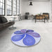 Round Patterned Blue Rug in a Office, pat1308blu