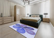 Patterned Blue Rug in a Bedroom, pat1308blu