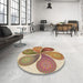 Round Patterned Chestnut Red Rug in a Office, pat1308brn