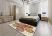 Patterned Chestnut Red Rug in a Bedroom, pat1308brn