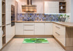 Patterned Dark Lime Green Rug in a Kitchen, pat1308grn