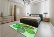 Patterned Dark Lime Green Rug in a Bedroom, pat1308grn