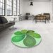 Round Patterned Dark Lime Green Rug in a Office, pat1308grn