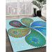 Patterned Sea Green Rug in Family Room, pat1308lblu