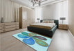 Patterned Sea Green Rug in a Bedroom, pat1308lblu