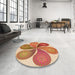 Round Patterned Red Rug in a Office, pat1308org