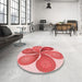 Round Patterned Pastel Pink Rug in a Office, pat1308rd