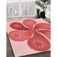 Patterned Pastel Pink Rug, pat1308rd