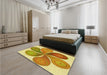 Patterned Bold Yellow Rug in a Bedroom, pat1308yw